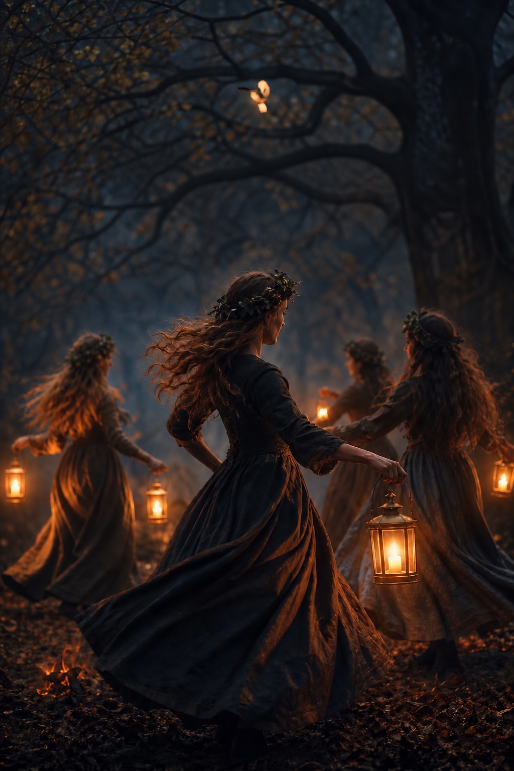 Floresta em atmosfera noturna e ancestral